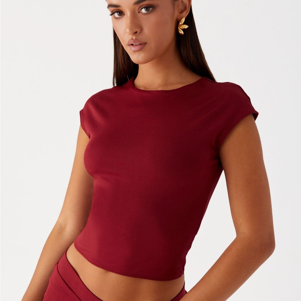 Peppermayo Burgundy Short Sleeve Top